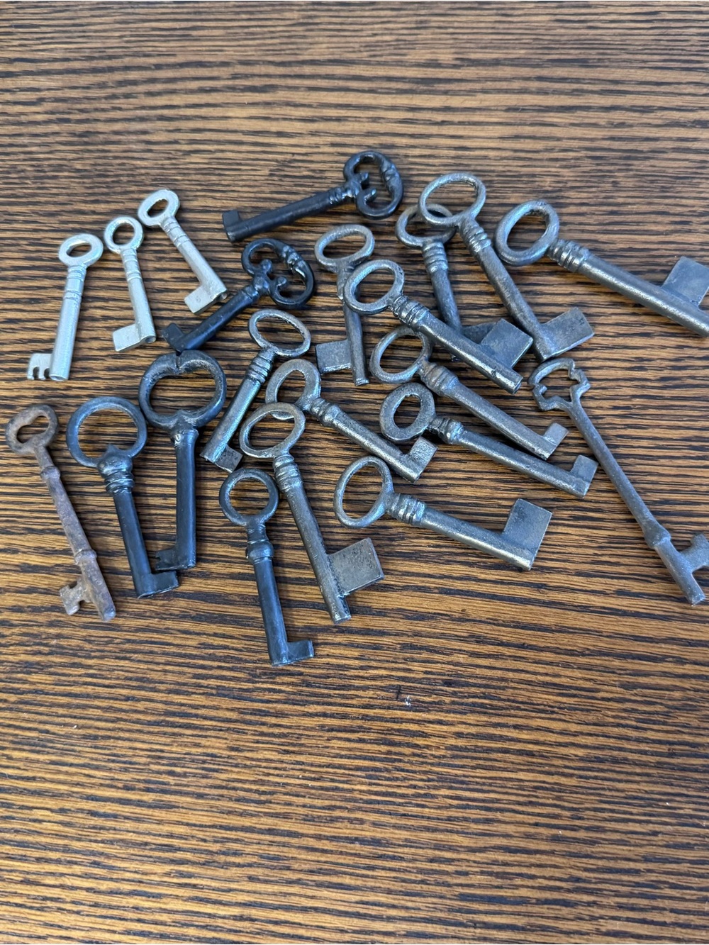 Lot of 21 Cast Iron & Metal Skeleton Keys Mix of Designs and Sizes